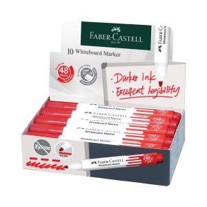 Faber Castell Refillable Whiteboard Marker W20 Bullet - Box of 10 - Red