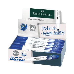 Faber Castell Refillable Whiteboard Marker W20 Bullet - Box of 10 - Blue