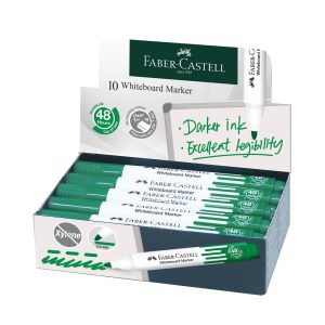 Faber Castell Refillable Whiteboard Marker W20 Bullet - Box of 10 - Green