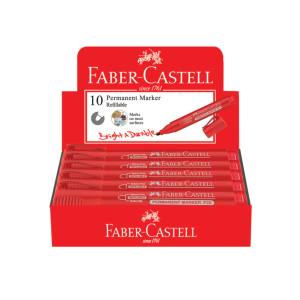 Faber Castell Refillable Permanent Marker P20 Bullet - Box of 10 - Red